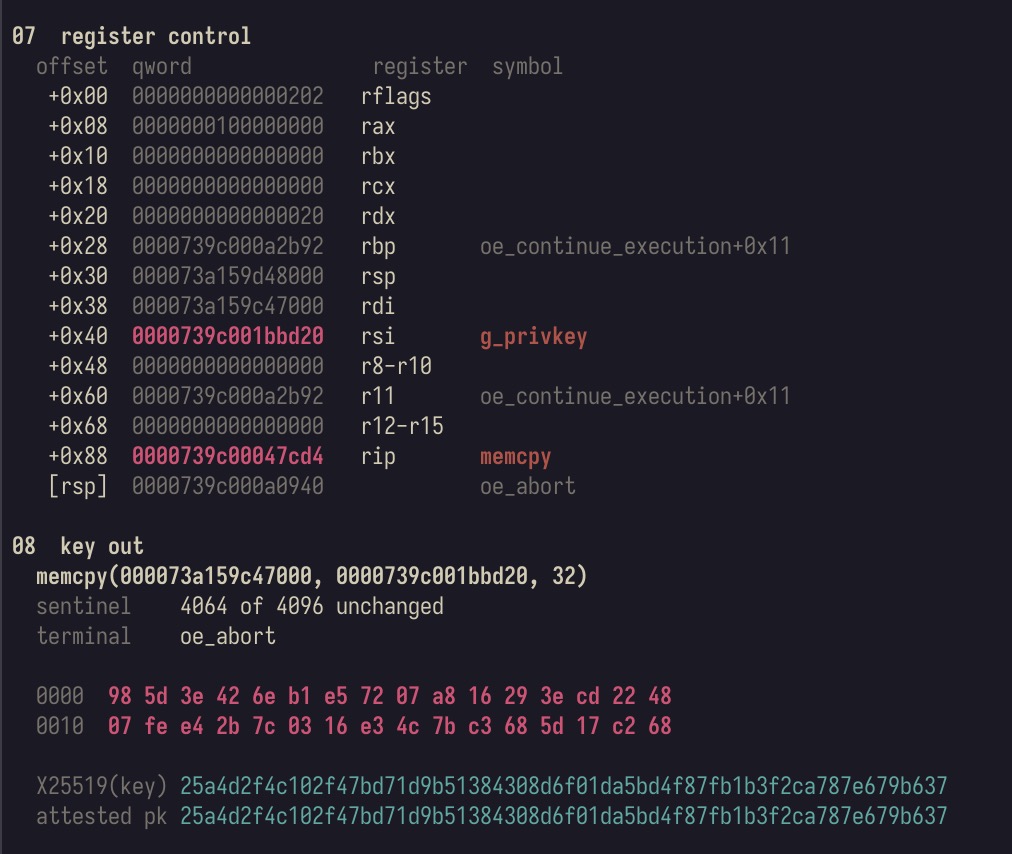 07
register control
offset
qword
+0x00
0000000000000202
+0x08
0000000100000000
+0x10
0000000000000000
+0x18
0000000000000000
+0x20
0000000000000020
+0x28
0000739c000a2b92
+0x30
000