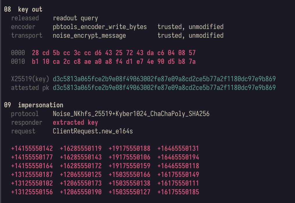 08
key out
released
encoder
transport
readout query
pbtools_encoder_write_bytes
noise_encrypt_message
trusted, unmodified
trusted, unmodified
0000
0010
28 cd 5b cc 3c cc d6 43 25 7